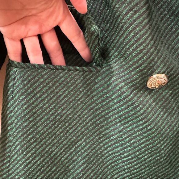 RACHEL ZOE Jacket Blazer Green Black Striped Double Breasted Women M Retro - Picture 8 of 8